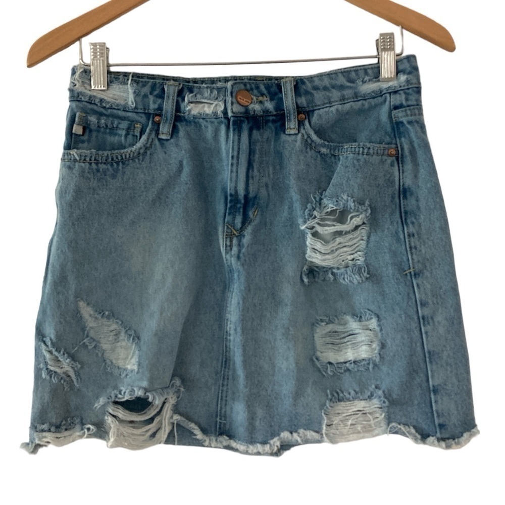 Dear John 27 jean skirt distressed